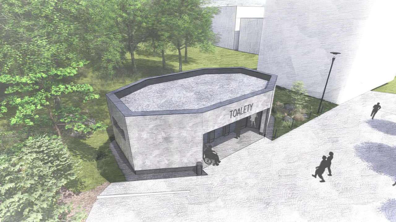 Novostavba veřejných toalet, Železný Brod – pohled 4